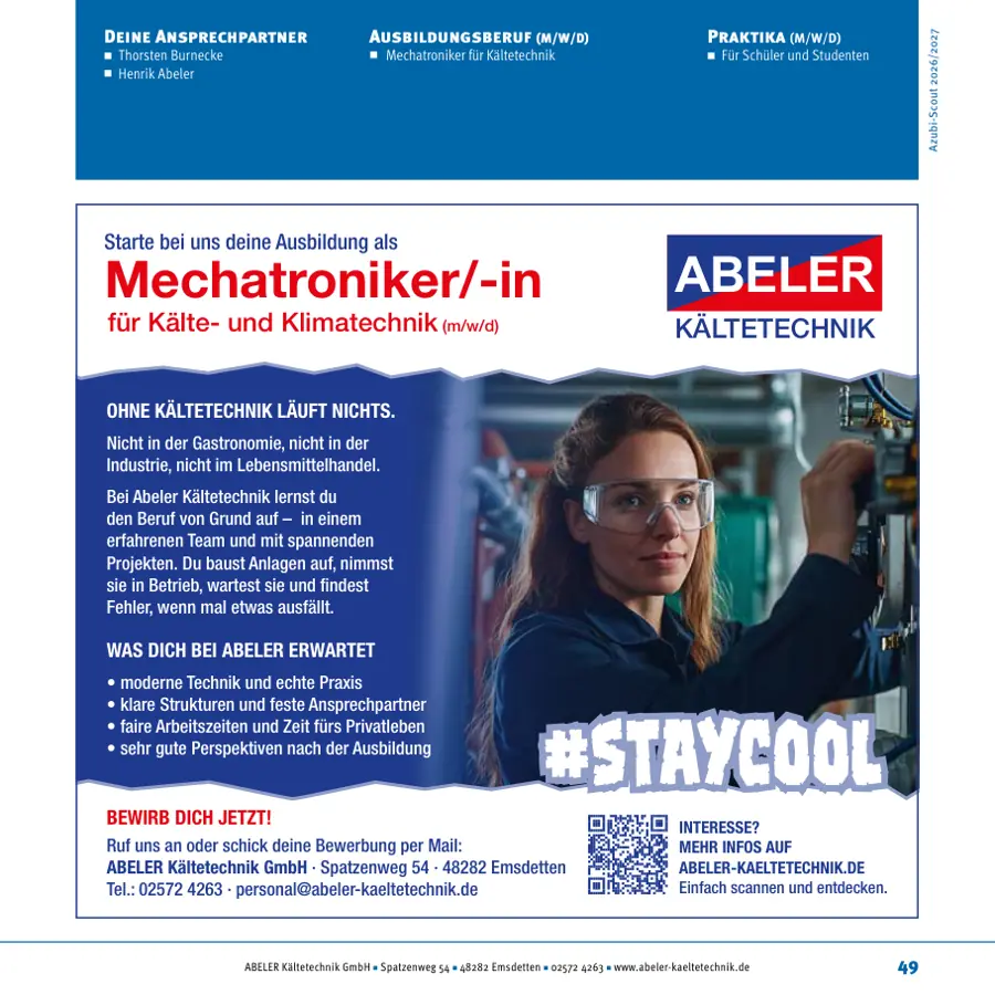 Seite von ABELER Kältetechnik GmbH im Azubi-Scout Rheine und Umgebung 2026/2027