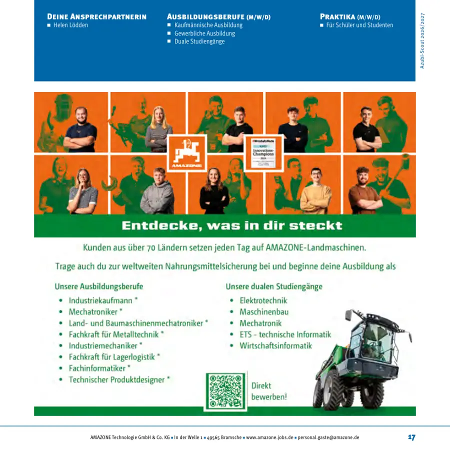 Seite von AMAZONE Technologie GmbH & Co. KG im Azubi-Scout Osnabrück und Umgebung 2026/2027
