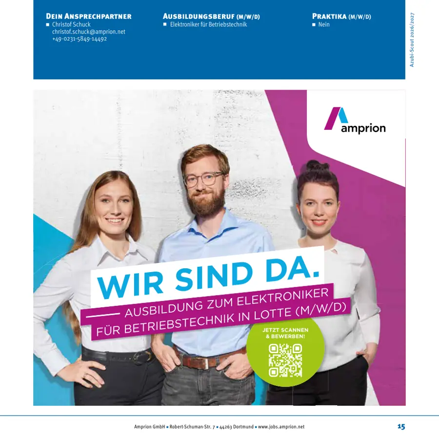 Seite von Amprion GmbH im Azubi-Scout Tecklenburg und Umgebung 2026/2027