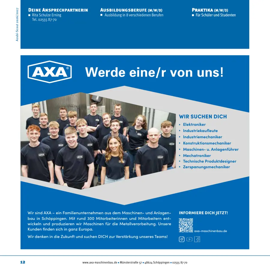 Seite von AXA Maschinenbau im Azubi-Scout Ochtrup & Steinfurt 2026/2027