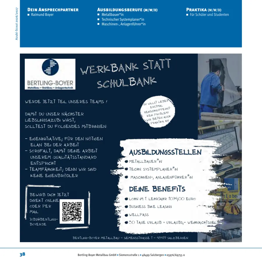 Seite von Bertling-Boyer Metallbau GmbH im Azubi-Scout Emsland und Umgebung 2026/2027