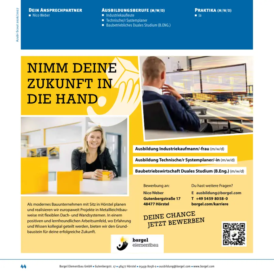 Seite von Borgel Elementbau GmbH im Azubi-Scout Ibbenbüren und Umgebung 2026/2027