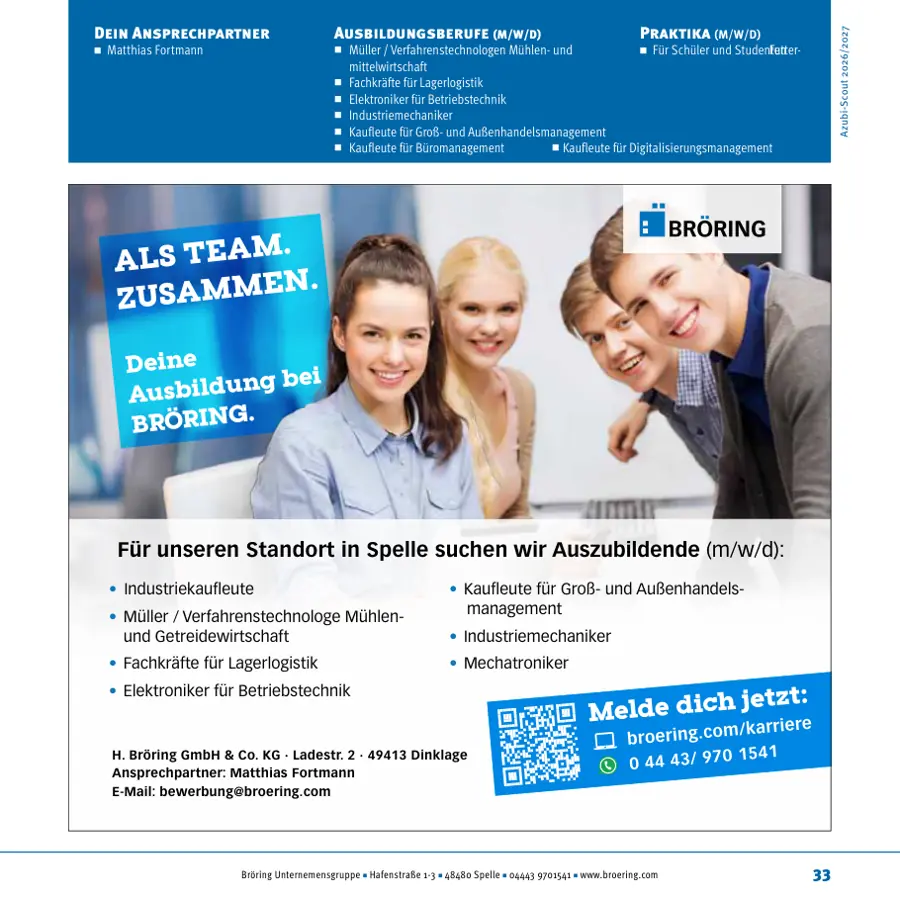 Seite von Bröring Unternehmensgruppe im Azubi-Scout Emsland und Umgebung 2026/2027