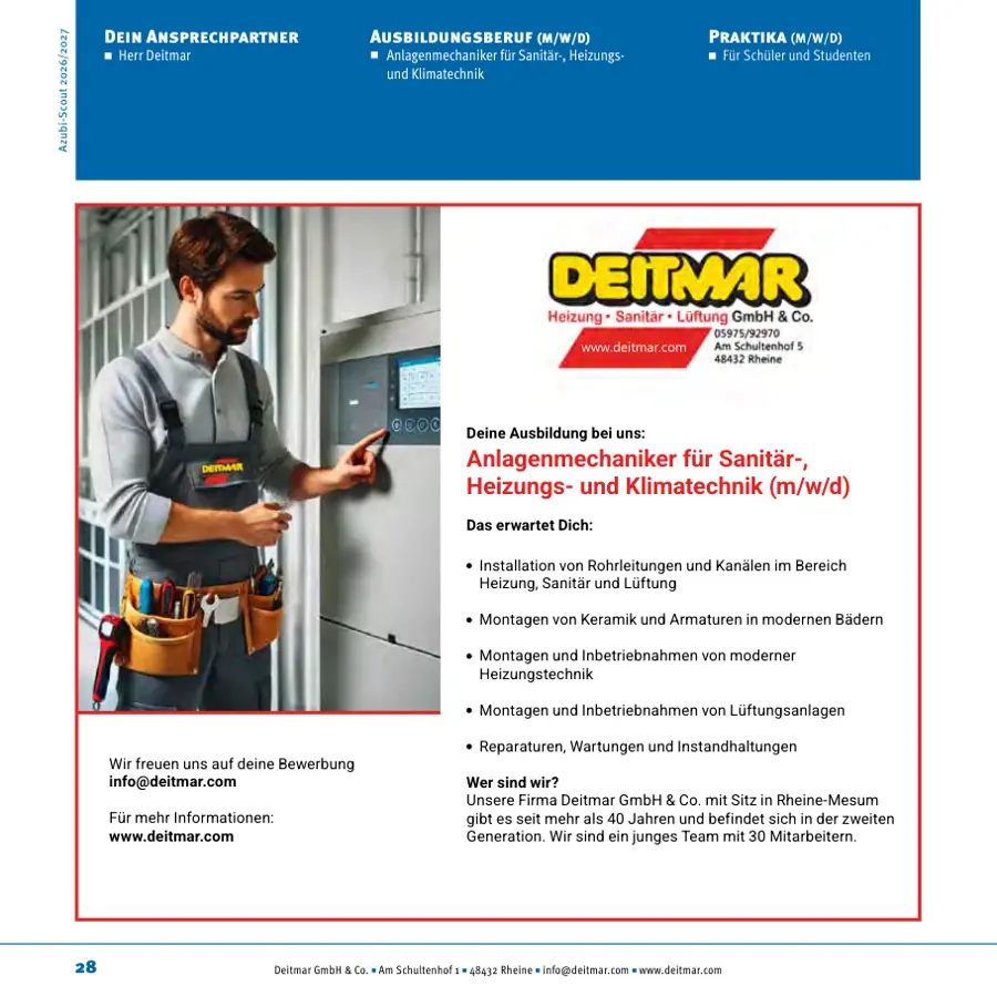 Seite von Deitmar GmbH & Co. im Azubi-Scout Rheine und Umgebung 2026/2027