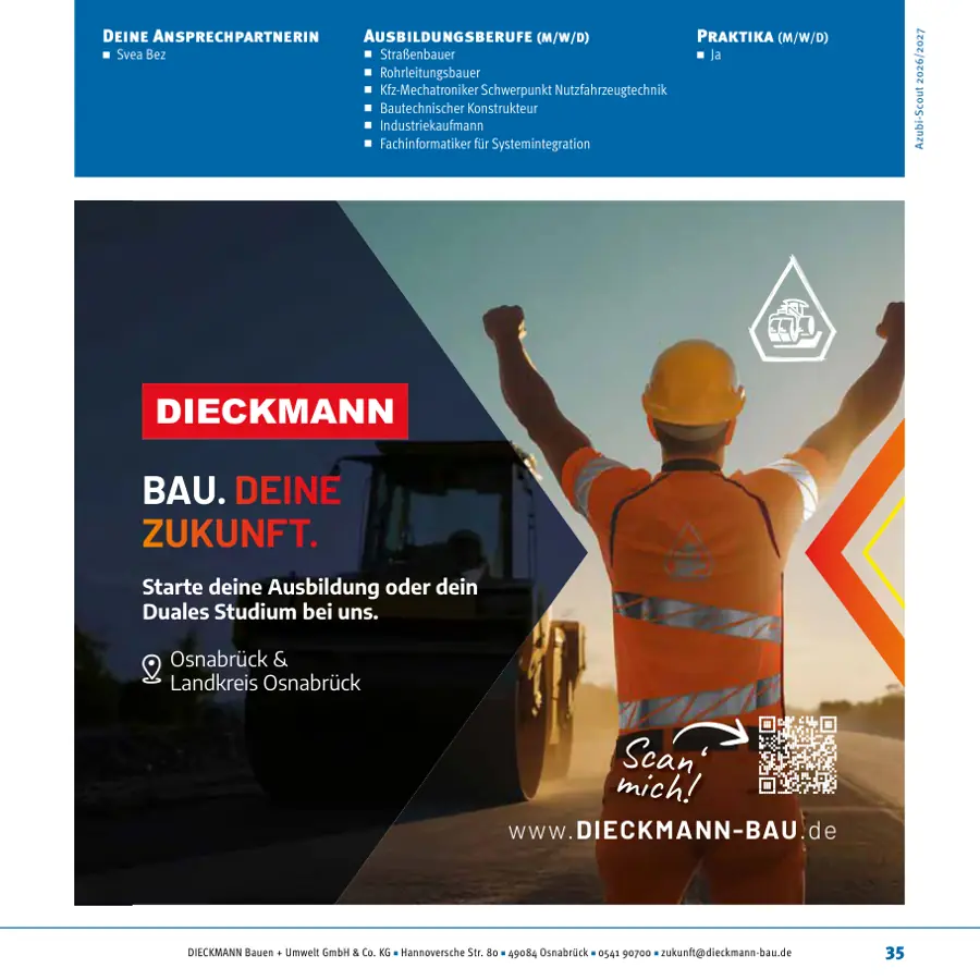 Seite von DIECKMANN Bauen + Umwelt GmbH & Co. KG im Azubi-Scout Osnabrück und Umgebung 2026/2027