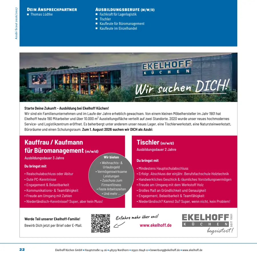 Seite von Ekelhoff Küchen GmbH im Azubi-Scout Emsland und Umgebung 2026/2027