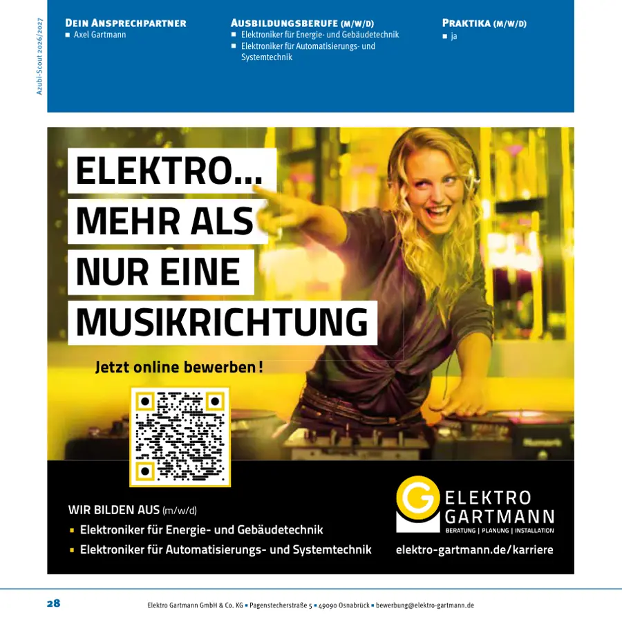 Seite von Elektro Gartmann GmbH & Co. KG im Azubi-Scout Osnabrück und Umgebung 2026/2027