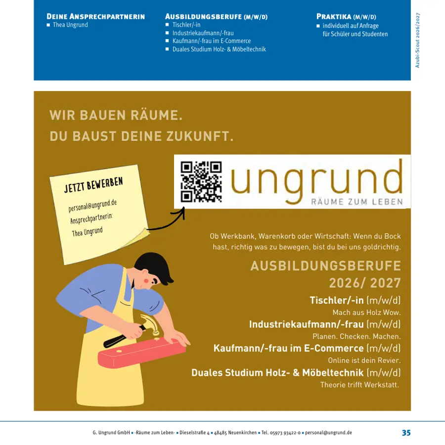 Seite von G. Ungrund GmbH im Azubi-Scout Rheine und Umgebung 2026/2027