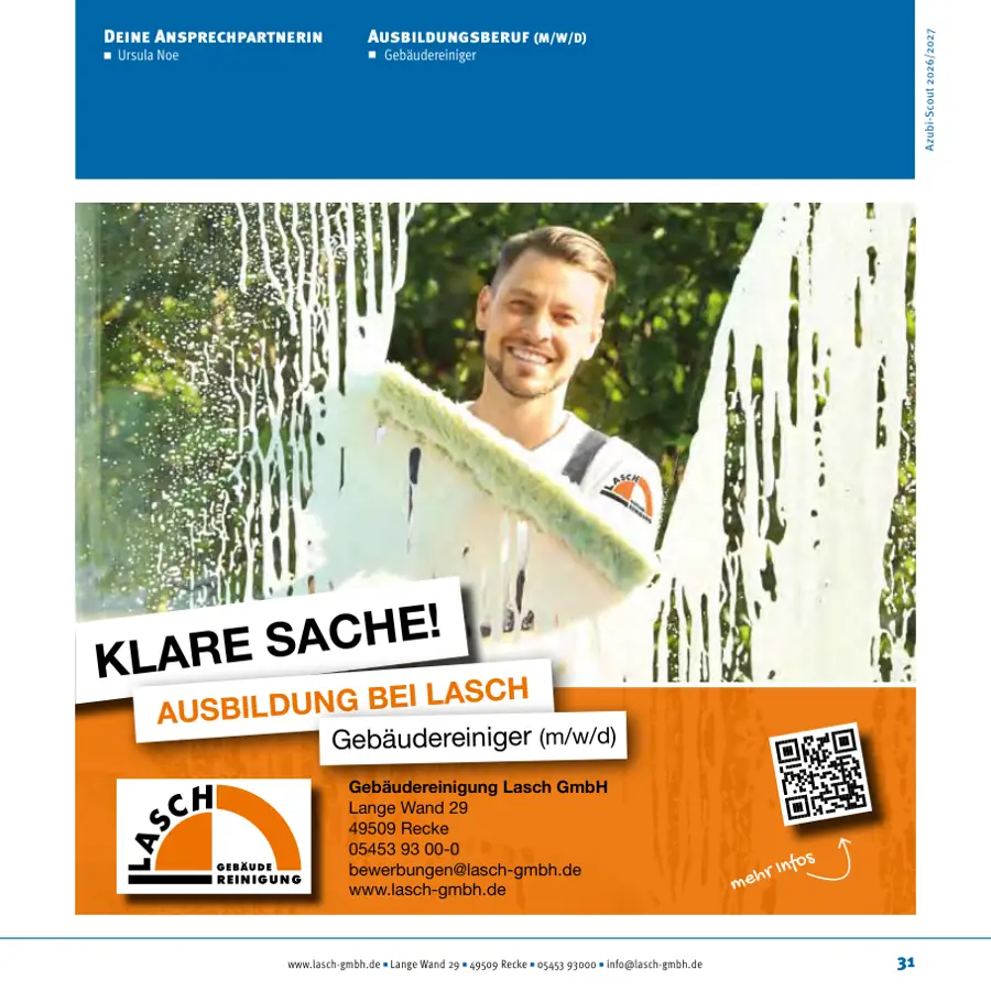 Seite von Gebäudereinigung Lasch GmbH im Azubi-Scout Ibbenbüren und Umgebung 2026/2027