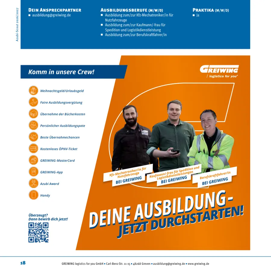 Seite von GREIWING logistics for you GmbH im Azubi-Scout Emsdetten und Umgebung 2026/2027