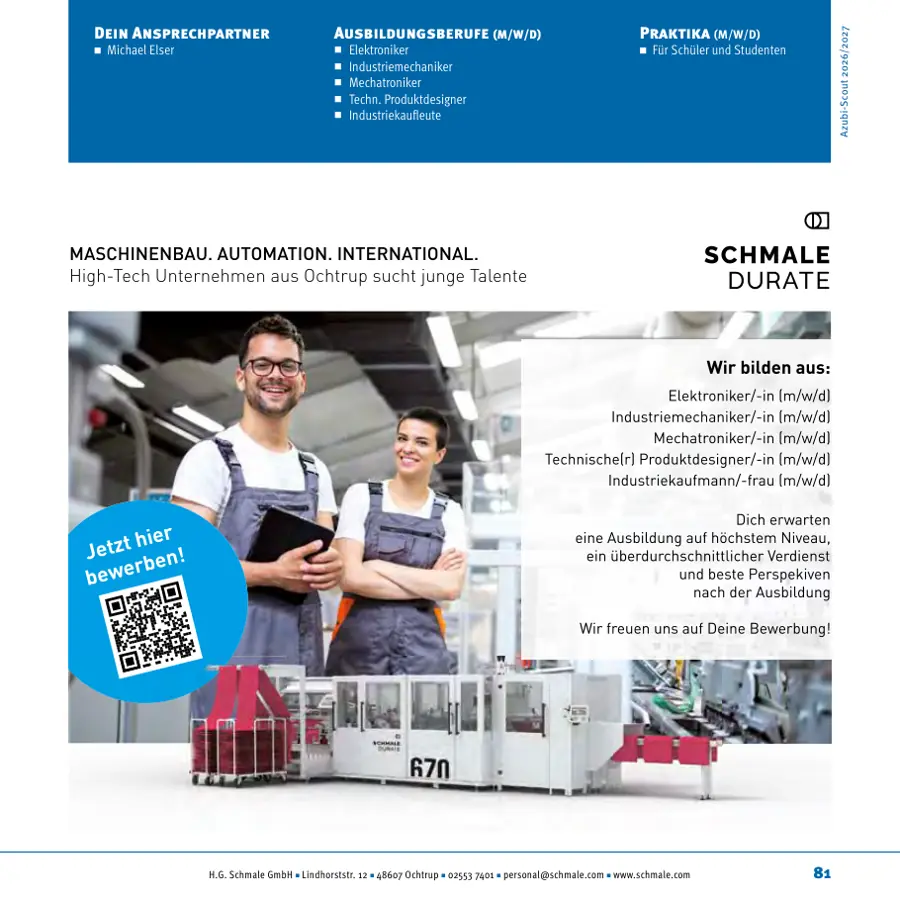 Seite von H.G. Schmale GmbH im Azubi-Scout Rheine und Umgebung 2026/2027