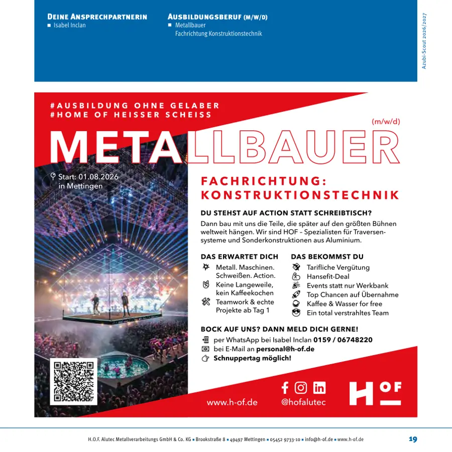 Seite von H.O.F. Alutec Metallverarbeitungs GmbH & Co. KG im Azubi-Scout Ibbenbüren und Umgebung 2026/2027