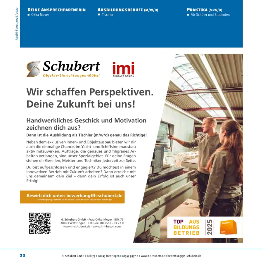Seite von H. Schubert GmbH im Azubi-Scout Rheine und Umgebung 2026/2027