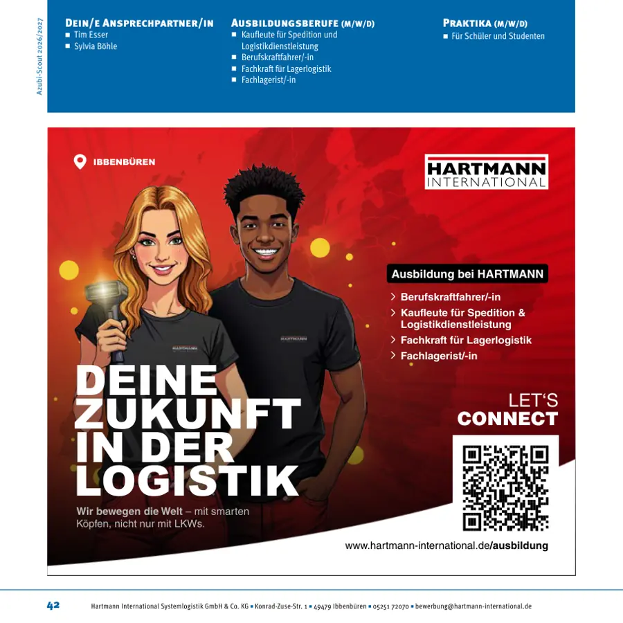 Seite von Hartmann International Systemlogistik GmbH & Co. KG im Azubi-Scout Ibbenbüren und Umgebung 2026/2027