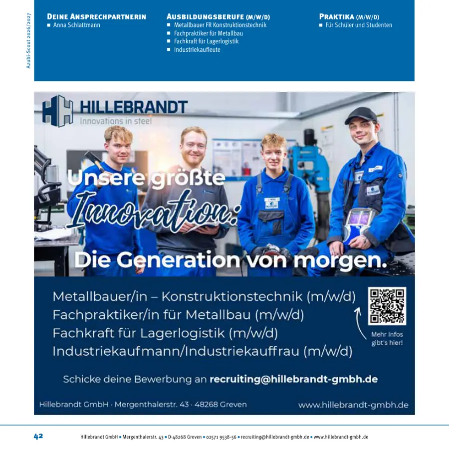 Seite von Hillebrandt GmbH im Azubi-Scout Emsdetten und Umgebung 2026/2027