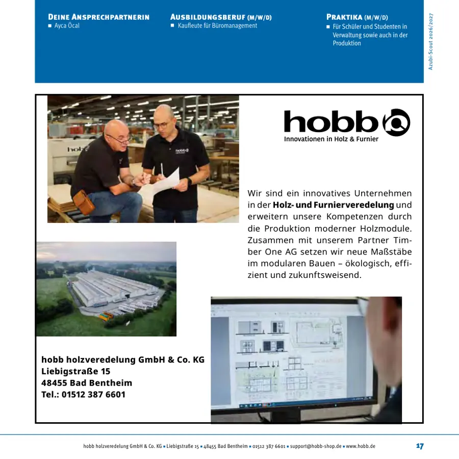Seite von hobb holzveredelung GmbH & Co. KG im Azubi-Scout Emsland und Umgebung 2026/2027