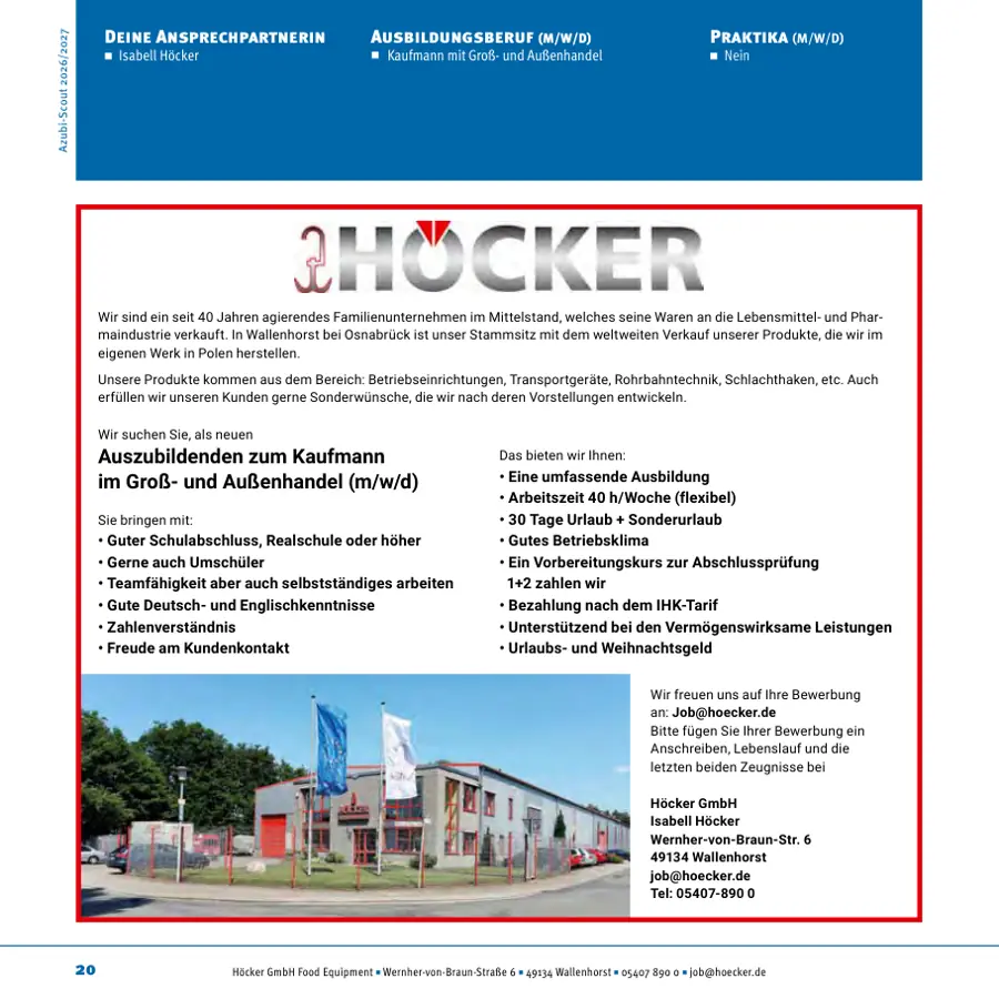 Seite von Höcker GmbH Food Equipment im Azubi-Scout Osnabrück und Umgebung 2026/2027