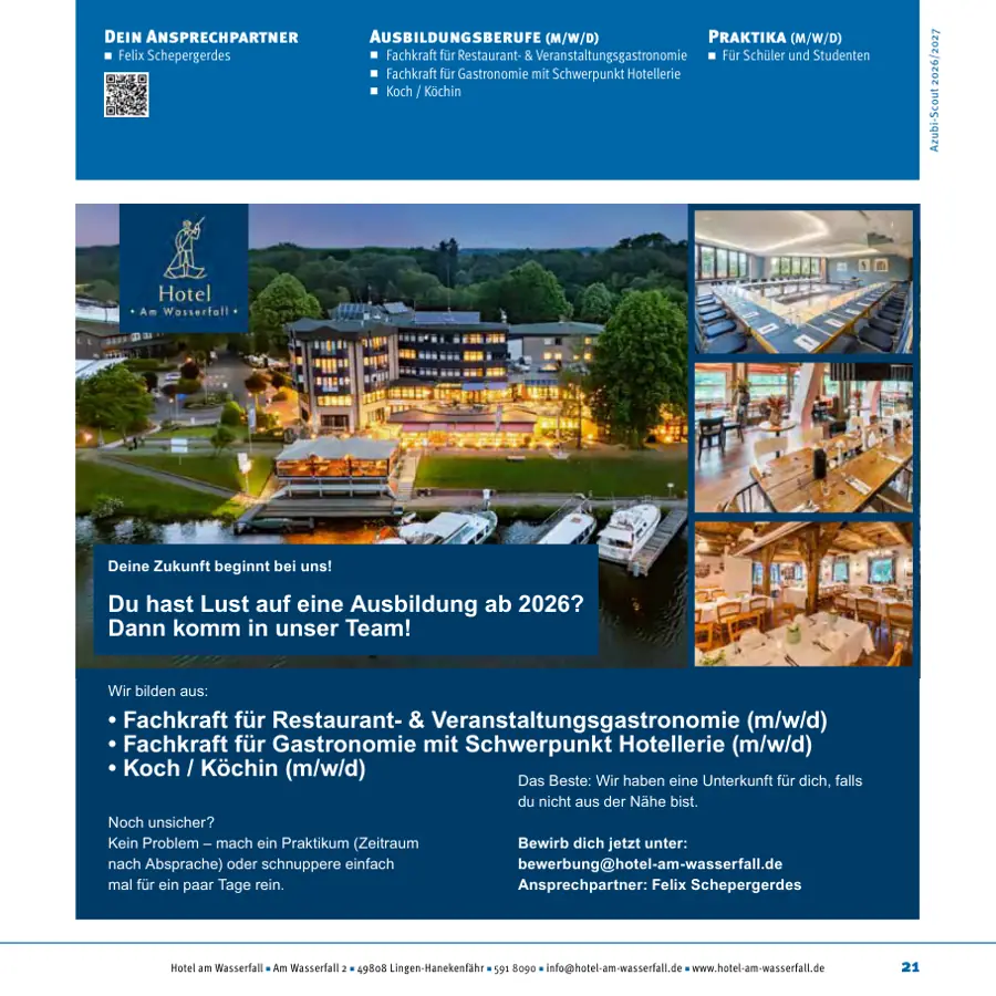 Seite von Hotel am Wasserfall im Azubi-Scout Emsland und Umgebung 2026/2027