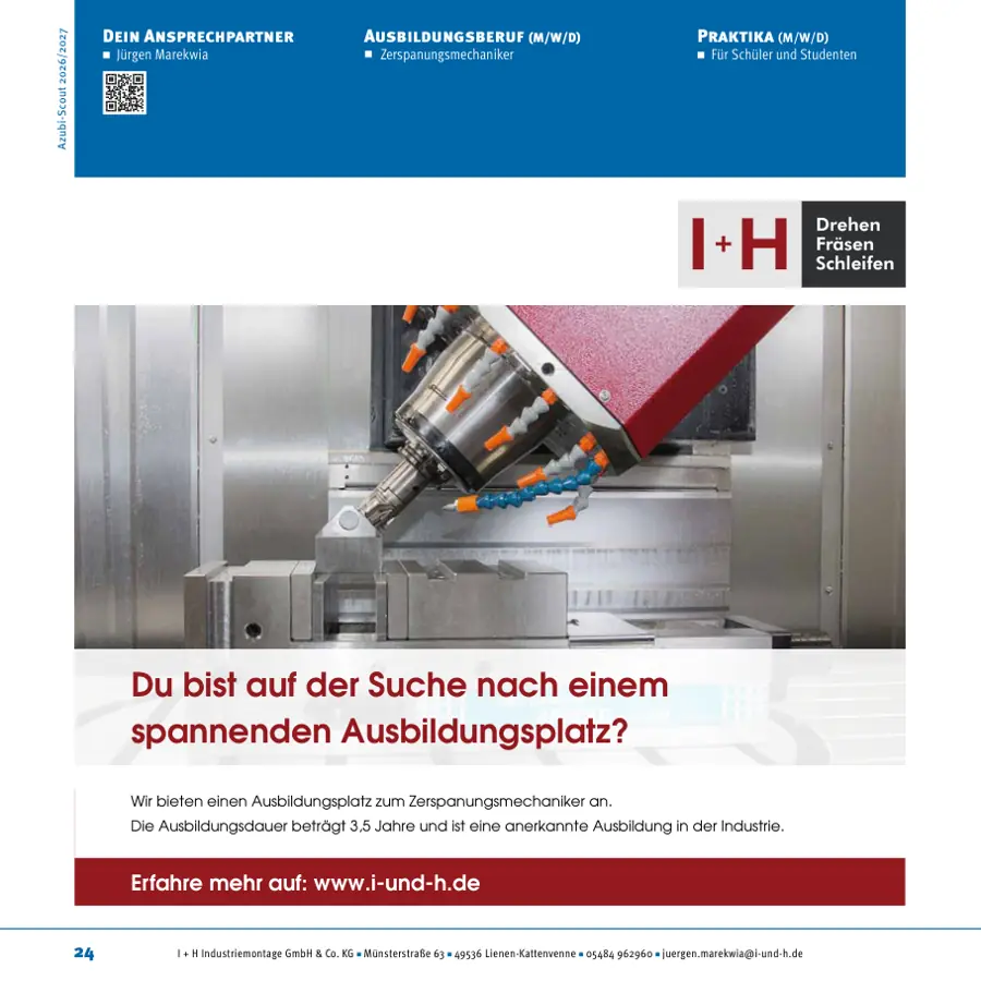 Seite von I + H Industriemontage GmbH & Co. KG im Azubi-Scout Tecklenburg und Umgebung 2026/2027