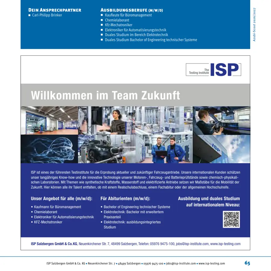 Seite von ISP Salzbergen GmbH & Co. KG im Azubi-Scout Ibbenbüren und Umgebung 2026/2027