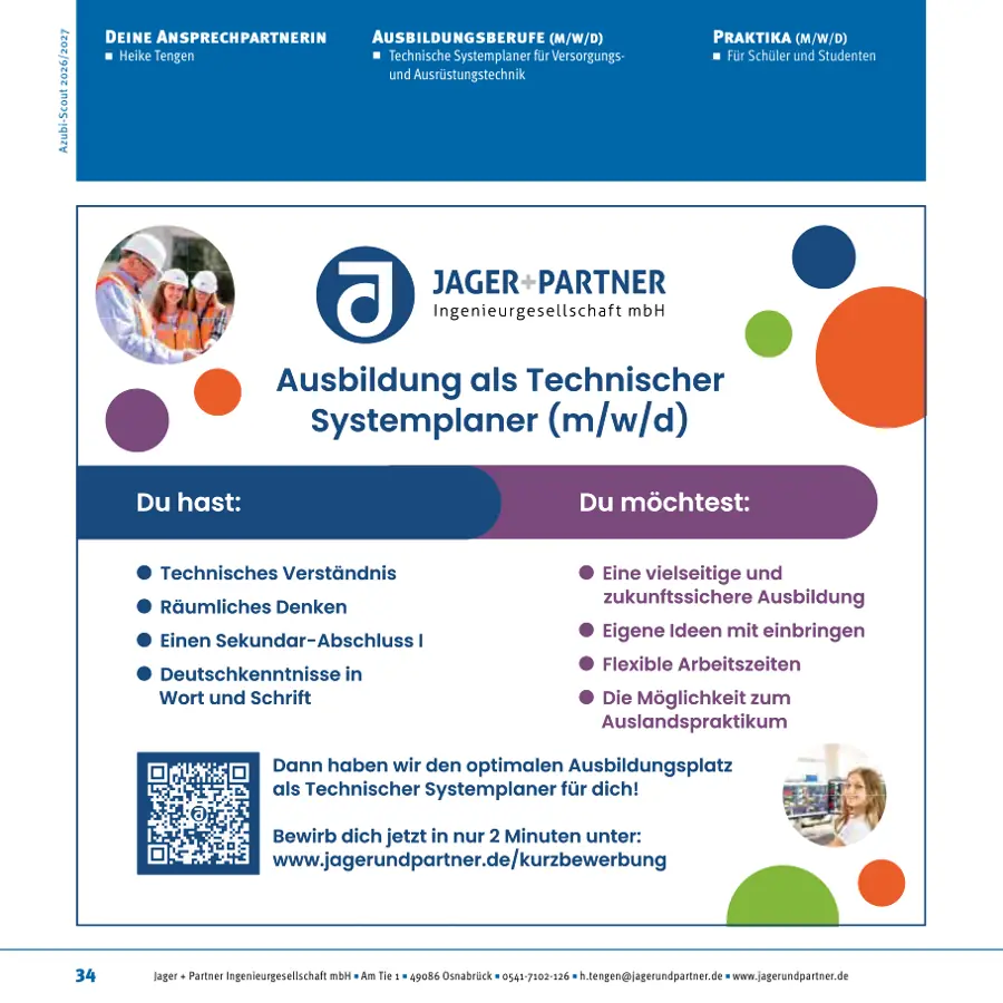Seite von Jager + Partner Ingenieurgesellschaft mbH im Azubi-Scout Osnabrück und Umgebung 2026/2027