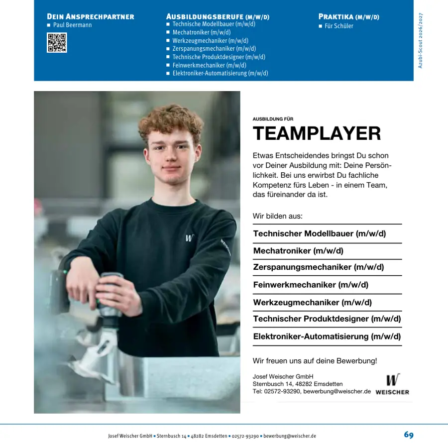 Seite von Josef Weischer GmbH im Azubi-Scout Rheine und Umgebung 2026/2027