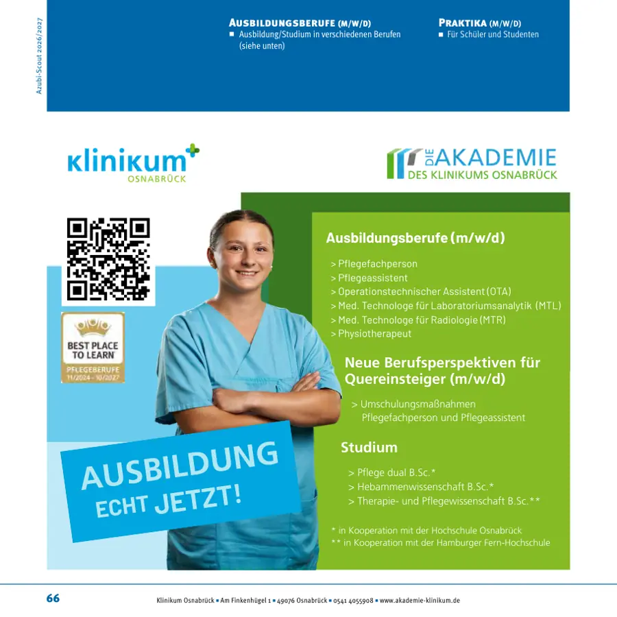 Seite von Klinikum Osnabrück im Azubi-Scout Ibbenbüren und Umgebung 2026/2027