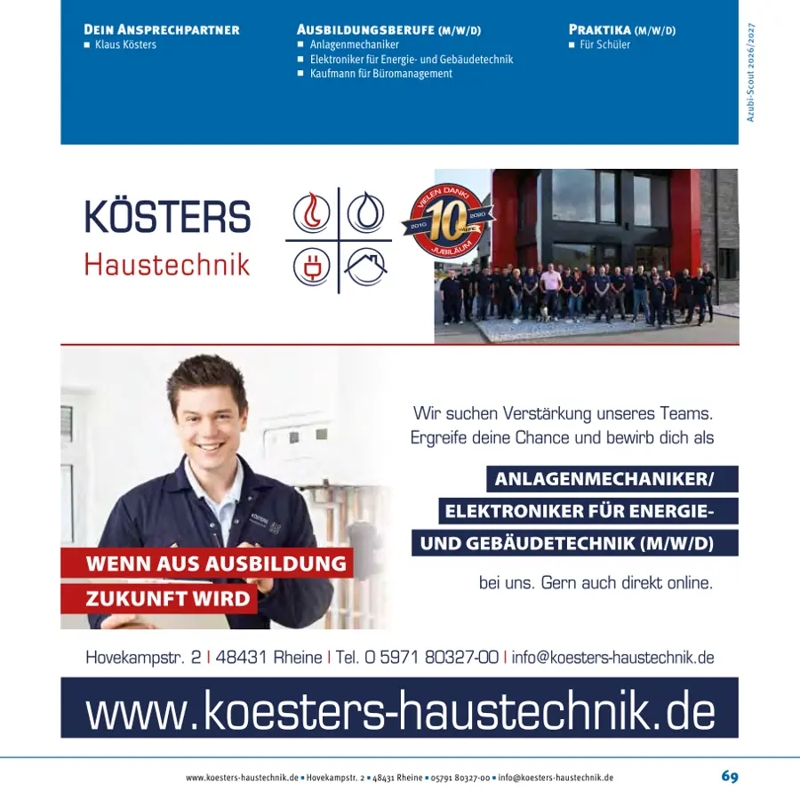 Seite von Kösters Haustechnik im Azubi-Scout Ibbenbüren und Umgebung 2026/2027