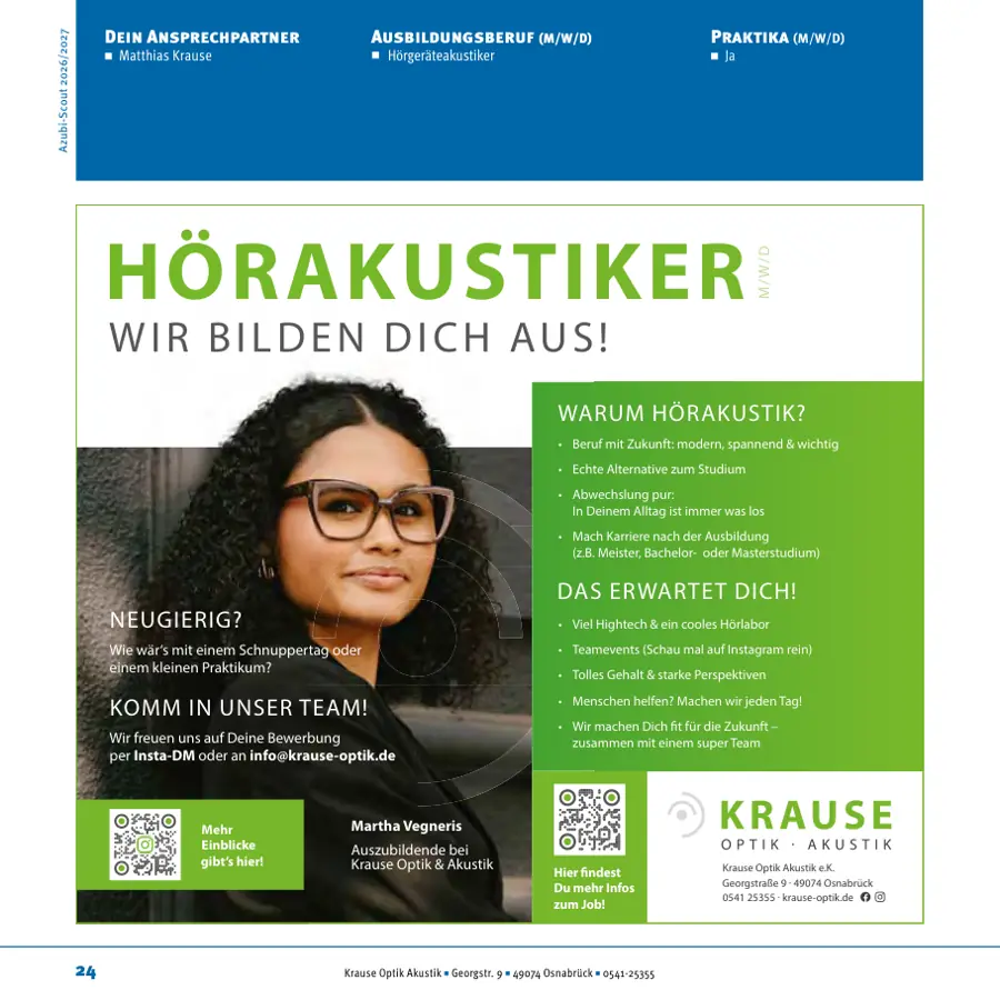 Seite von Krause Optik Akustik im Azubi-Scout Osnabrück und Umgebung 2026/2027