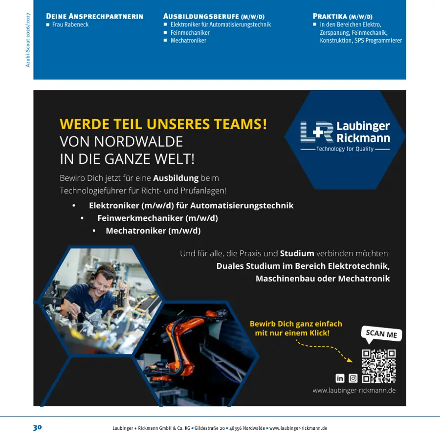 Seite von Laubinger + Rickmann GmbH & Co. KG im Azubi-Scout Emsdetten und Umgebung 2026/2027