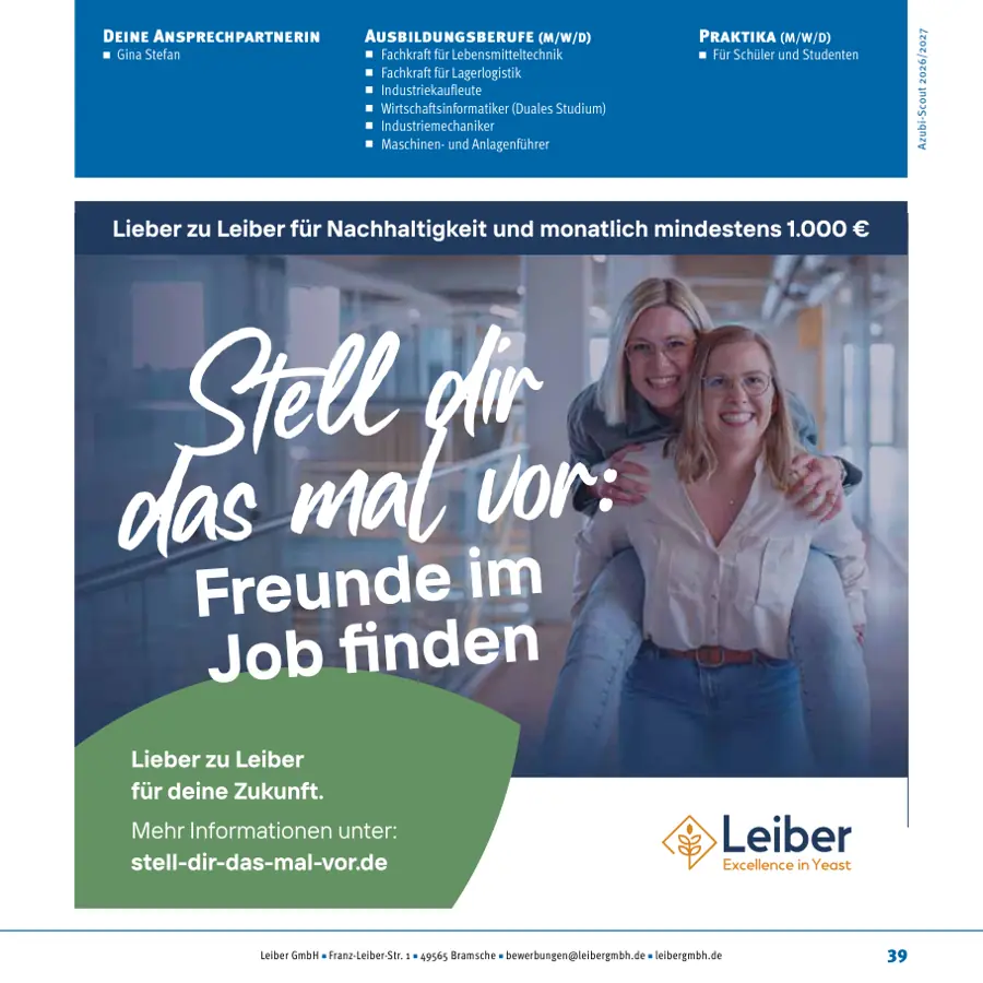 Seite von Leiber GmbH im Azubi-Scout Osnabrück und Umgebung 2026/2027