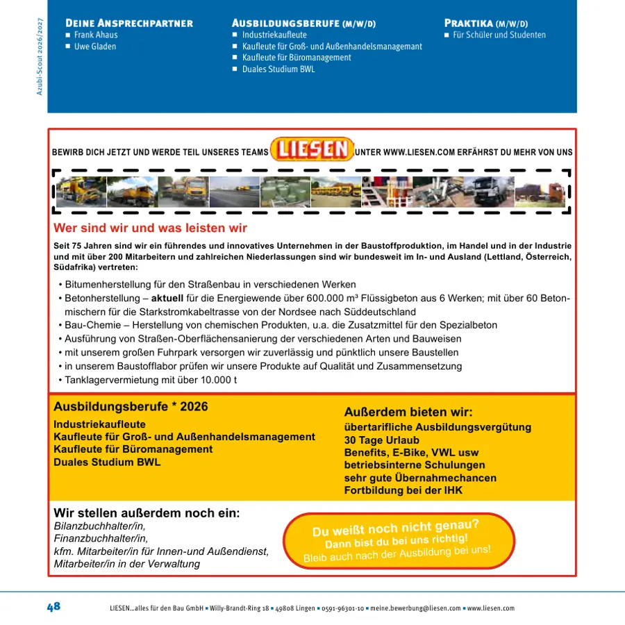 Seite von LIESEN…alles für den Bau GmbH im Azubi-Scout Emsland und Umgebung 2026/2027
