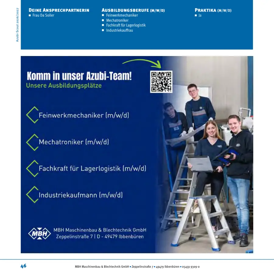 Seite von MBH Maschinenbau & Blechtechnik GmbH im Azubi-Scout Ibbenbüren und Umgebung 2026/2027
