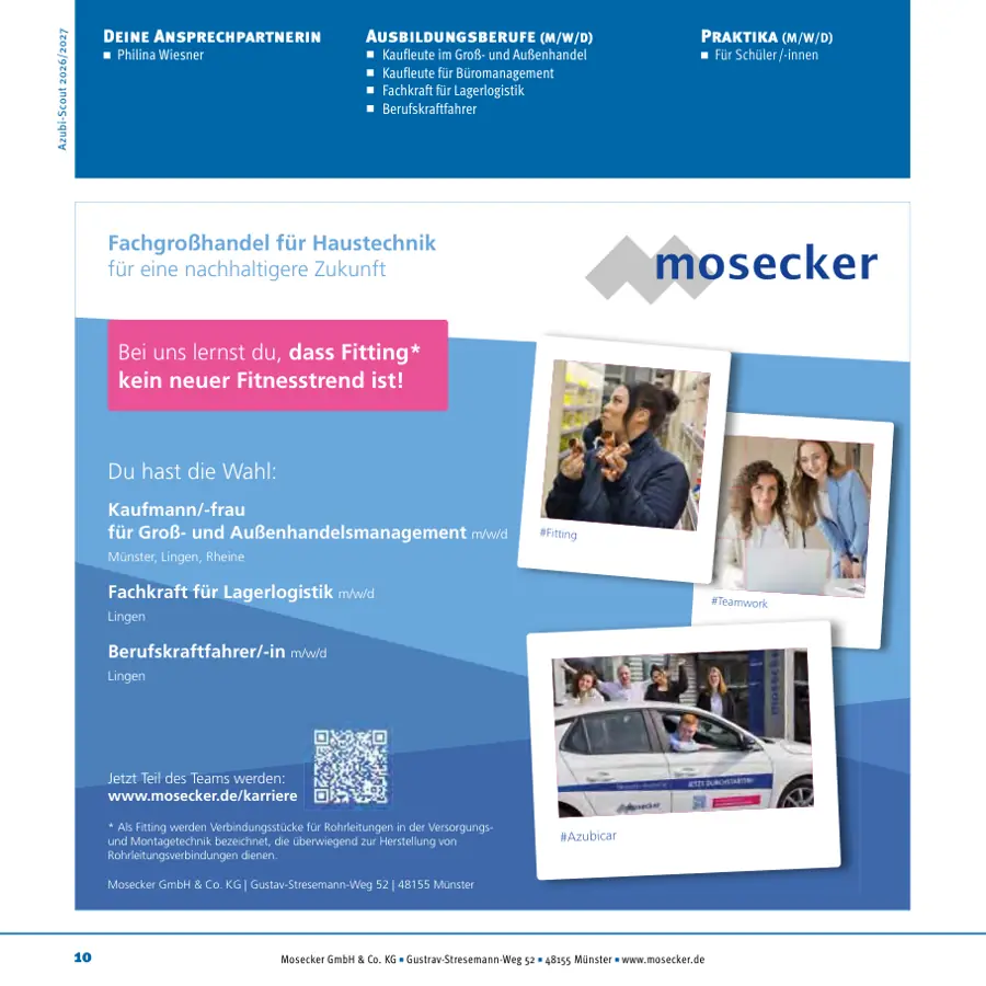 Seite von Mosecker GmbH & Co. KG im Azubi-Scout Rheine und Umgebung 2026/2027