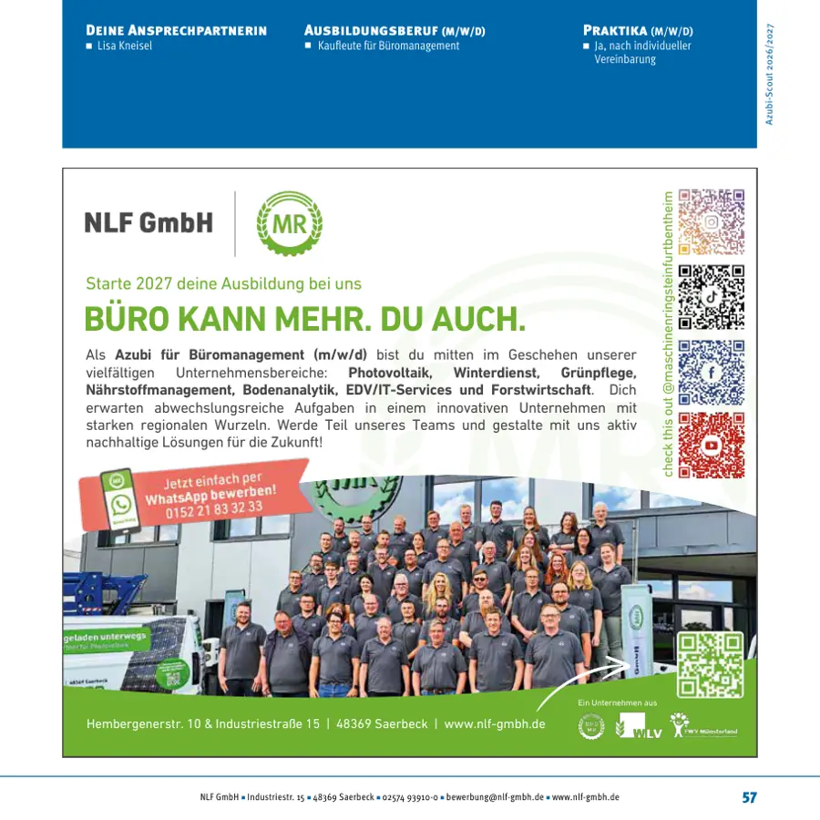 Seite von NLF GmbH im Azubi-Scout Emsdetten und Umgebung 2026/2027