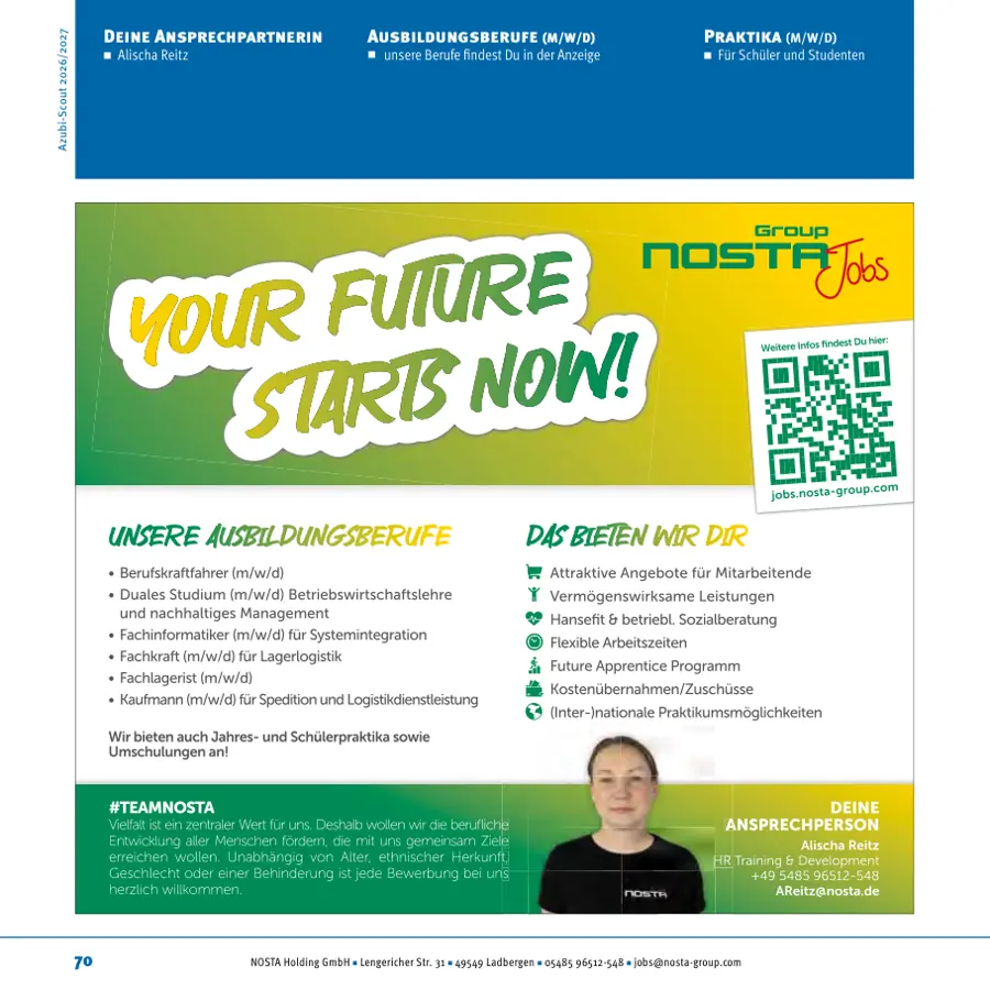Seite von NOSTA Holding GmbH im Azubi-Scout Ibbenbüren und Umgebung 2026/2027