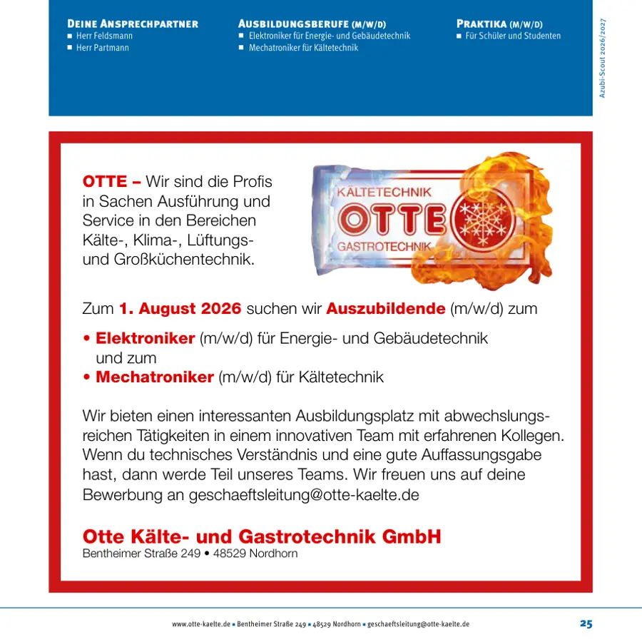 Seite von Otte Kälte- und Gastrotechnik GmbH im Azubi-Scout Emsland und Umgebung 2026/2027