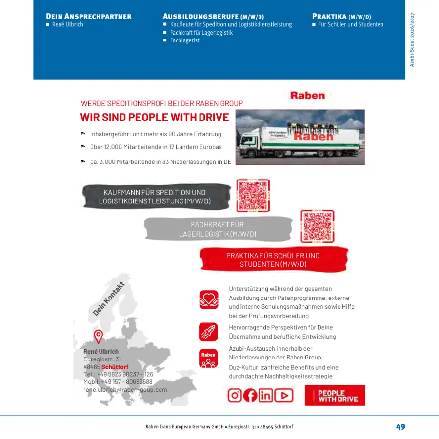 Seite von Raben Trans European Germany GmbH im Azubi-Scout Emsland und Umgebung 2026/2027