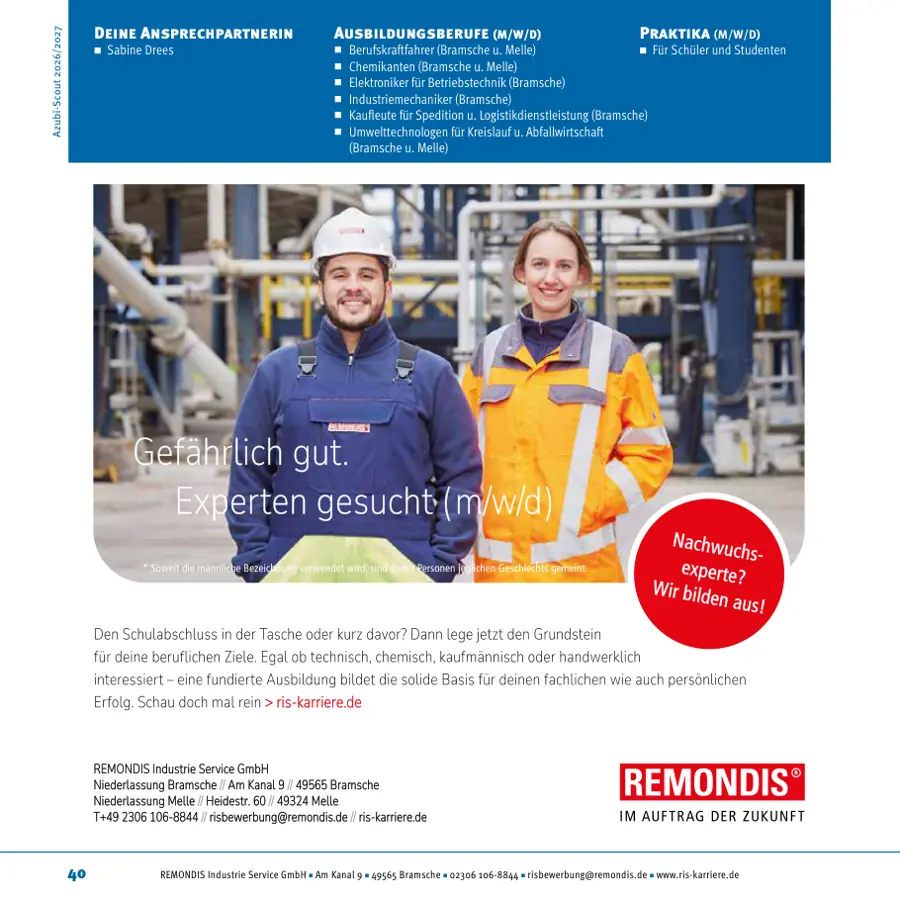 Seite von REMONDIS Industrie Service GmbH im Azubi-Scout Osnabrück und Umgebung 2026/2027