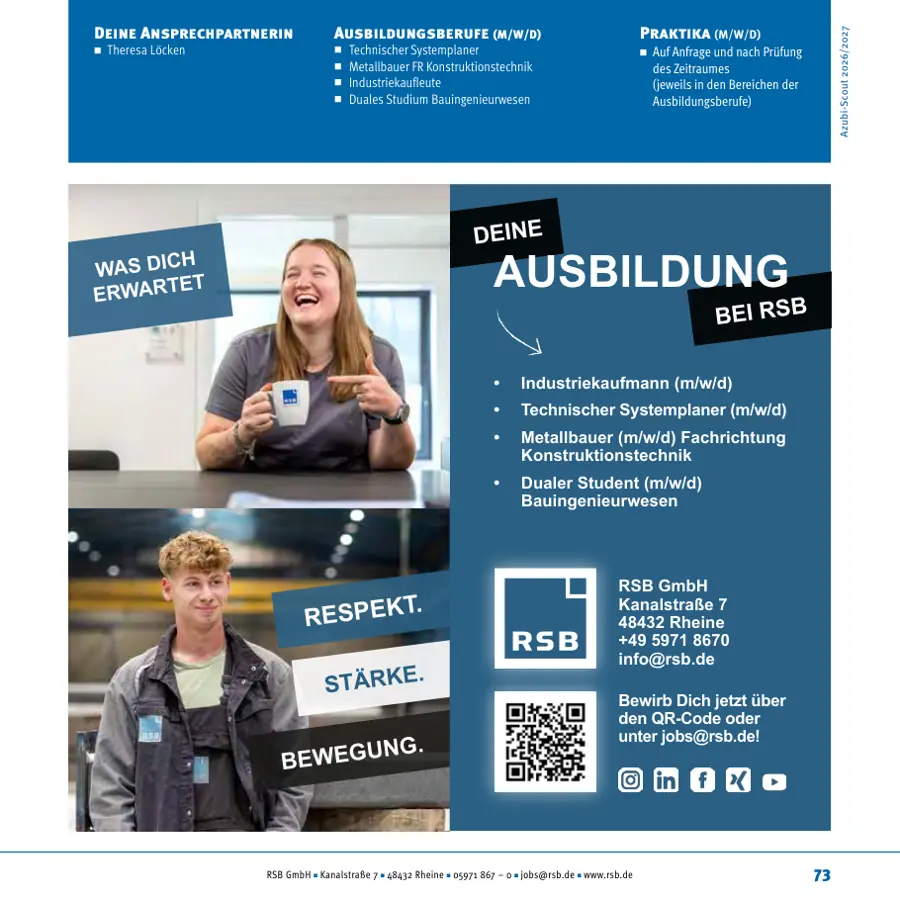 Seite von RSB GmbH im Azubi-Scout Ibbenbüren und Umgebung 2026/2027