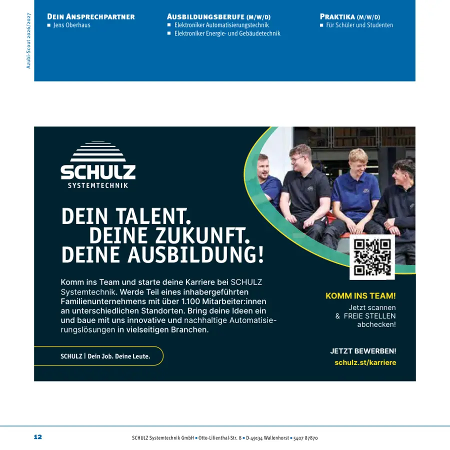 Seite von SCHULZ Systemtechnik GmbH im Azubi-Scout Osnabrück und Umgebung 2026/2027