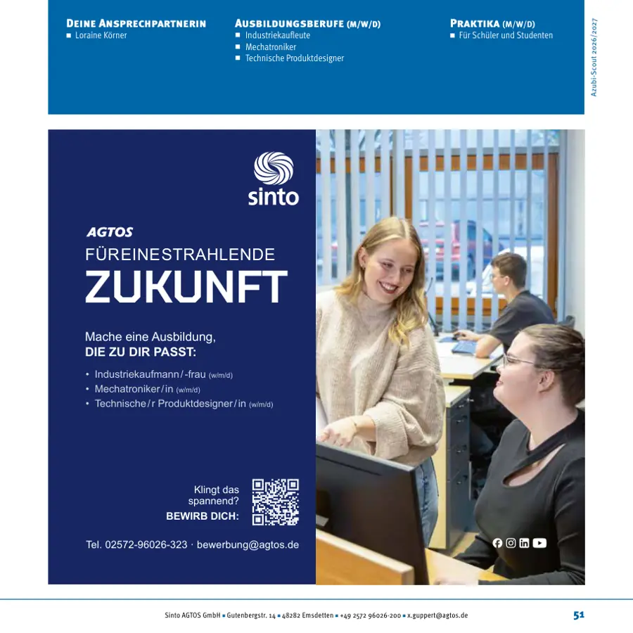 Seite von Sinto AGTOS GmbH im Azubi-Scout Rheine und Umgebung 2026/2027