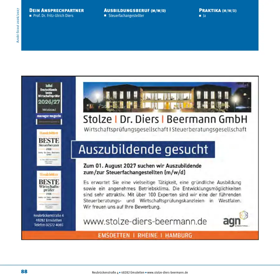 Seite von Stolze Dr. Diers Beermann GmbH im Azubi-Scout Rheine und Umgebung 2026/2027