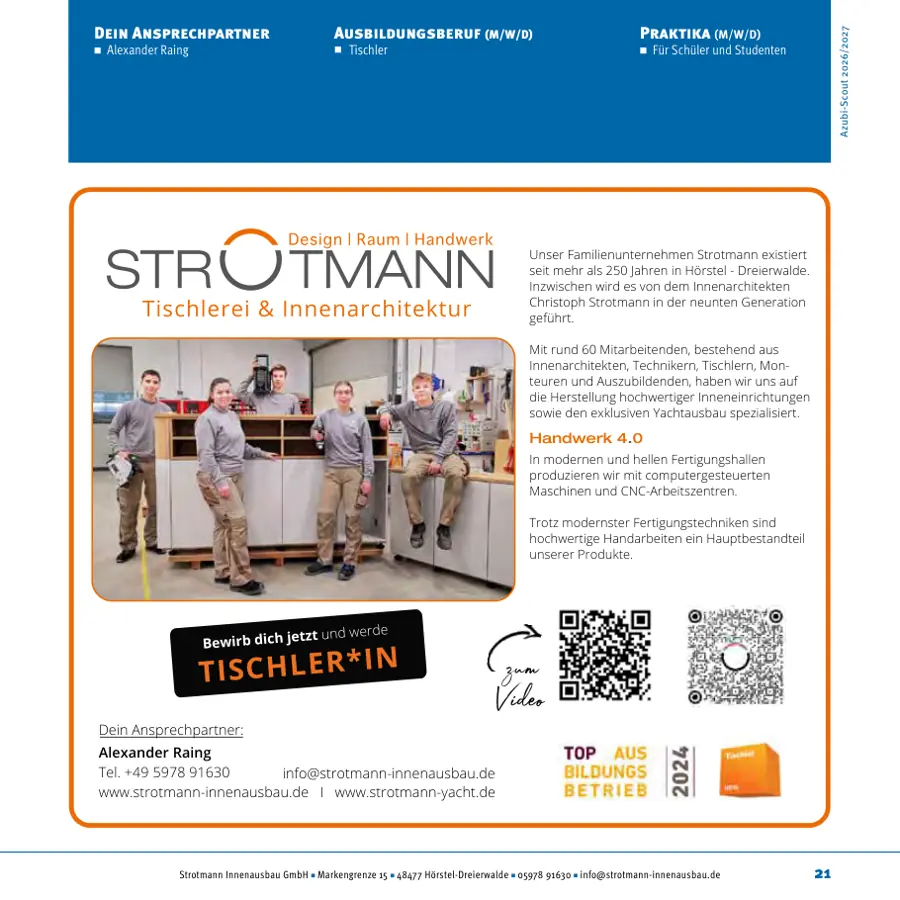 Seite von Strotmann Innenausbau GmbH im Azubi-Scout Ibbenbüren und Umgebung 2026/2027