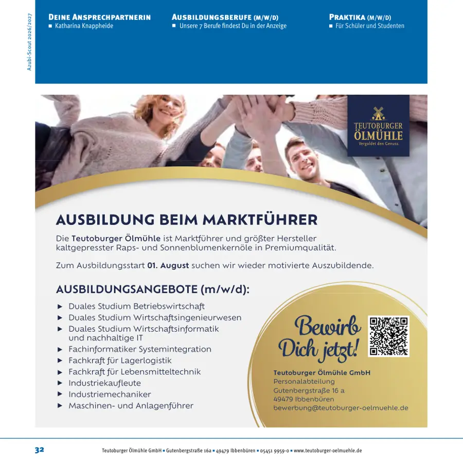 Seite von Teutoburger Ölmühle GmbH im Azubi-Scout Ibbenbüren und Umgebung 2026/2027
