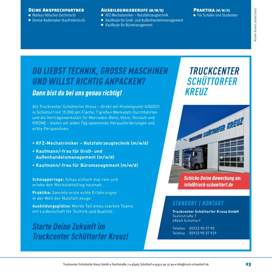 Seite von Truckcenter Schüttorfer Kreuz GmbH im Azubi-Scout Emsland und Umgebung 2026/2027
