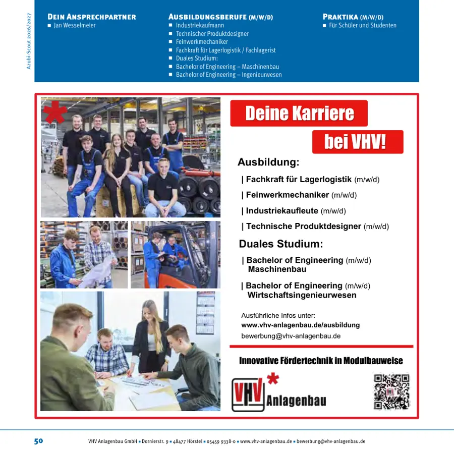 Seite von VHV Anlagenbau GmbH im Azubi-Scout Ibbenbüren und Umgebung 2026/2027