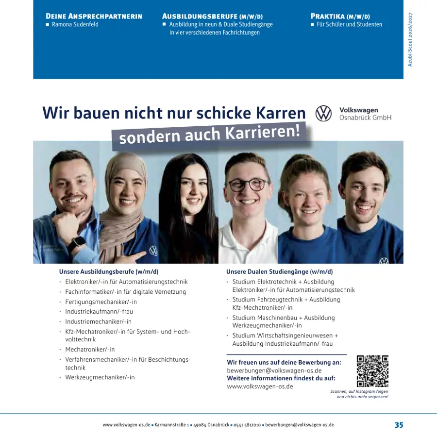 Seite von Volkswagen Osnabrück GmbH im Azubi-Scout Emsland und Umgebung 2026/2027