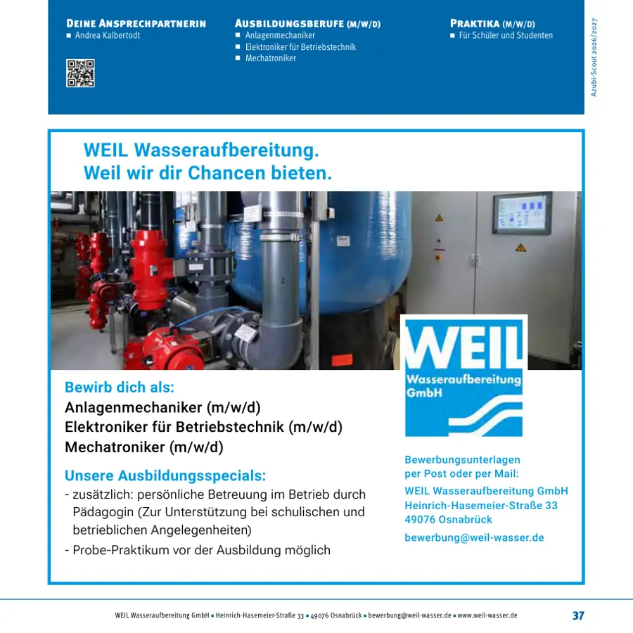 Seite von WEIL Wasseraufbereitung GmbH im Azubi-Scout Osnabrück und Umgebung 2026/2027