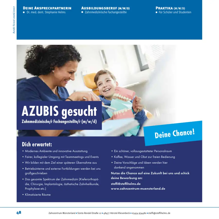 Seite von Zahnzentrum Münsterland im Azubi-Scout Ibbenbüren und Umgebung 2026/2027